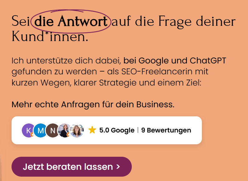 Header der Startseite mit Google-Review-Button