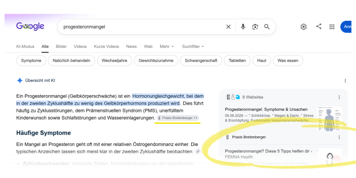 AI Overview Progesteronmangel