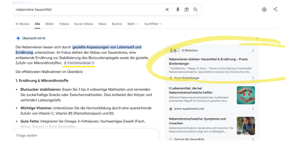AI Overview für Nebennierenschwäche und Hausmittel