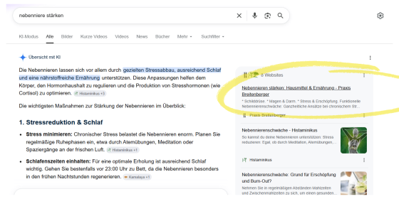 AI Overview Nebenniere stärken